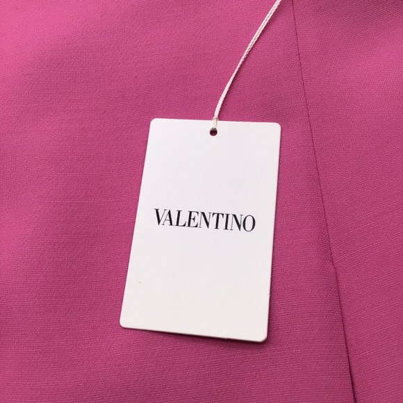 VALENTINO BUBBLEGUM PINK RUFFLED DETAIL SLEEVELESS WOOL CREPE DRESS - Picture 5 of 5